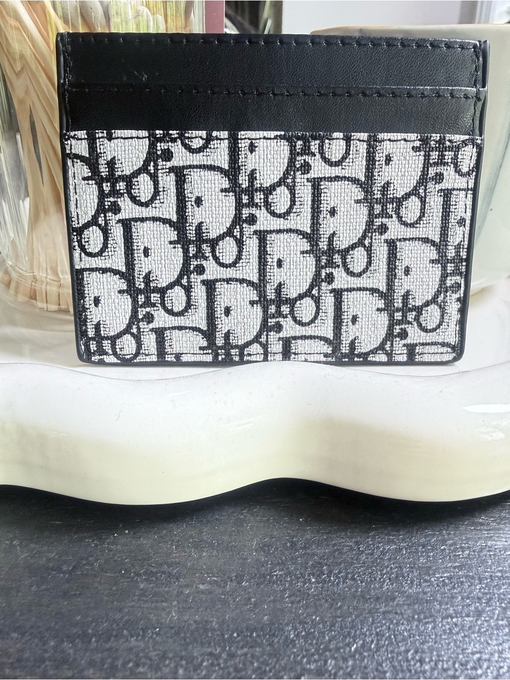 Black & White Monogram Card Holder Wallet - Designer Style